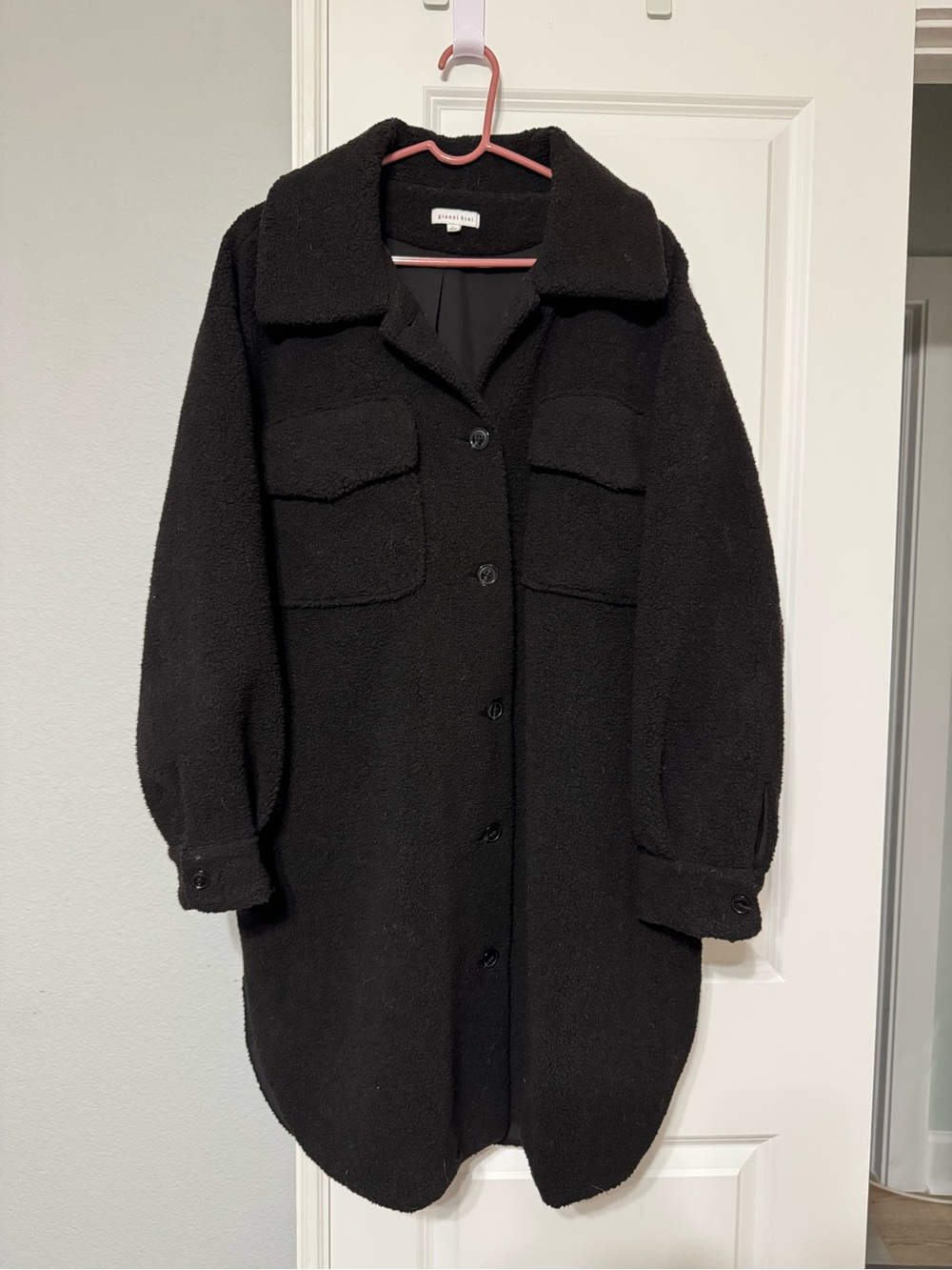 Gianni Bini Black Teddy Shacket Coat